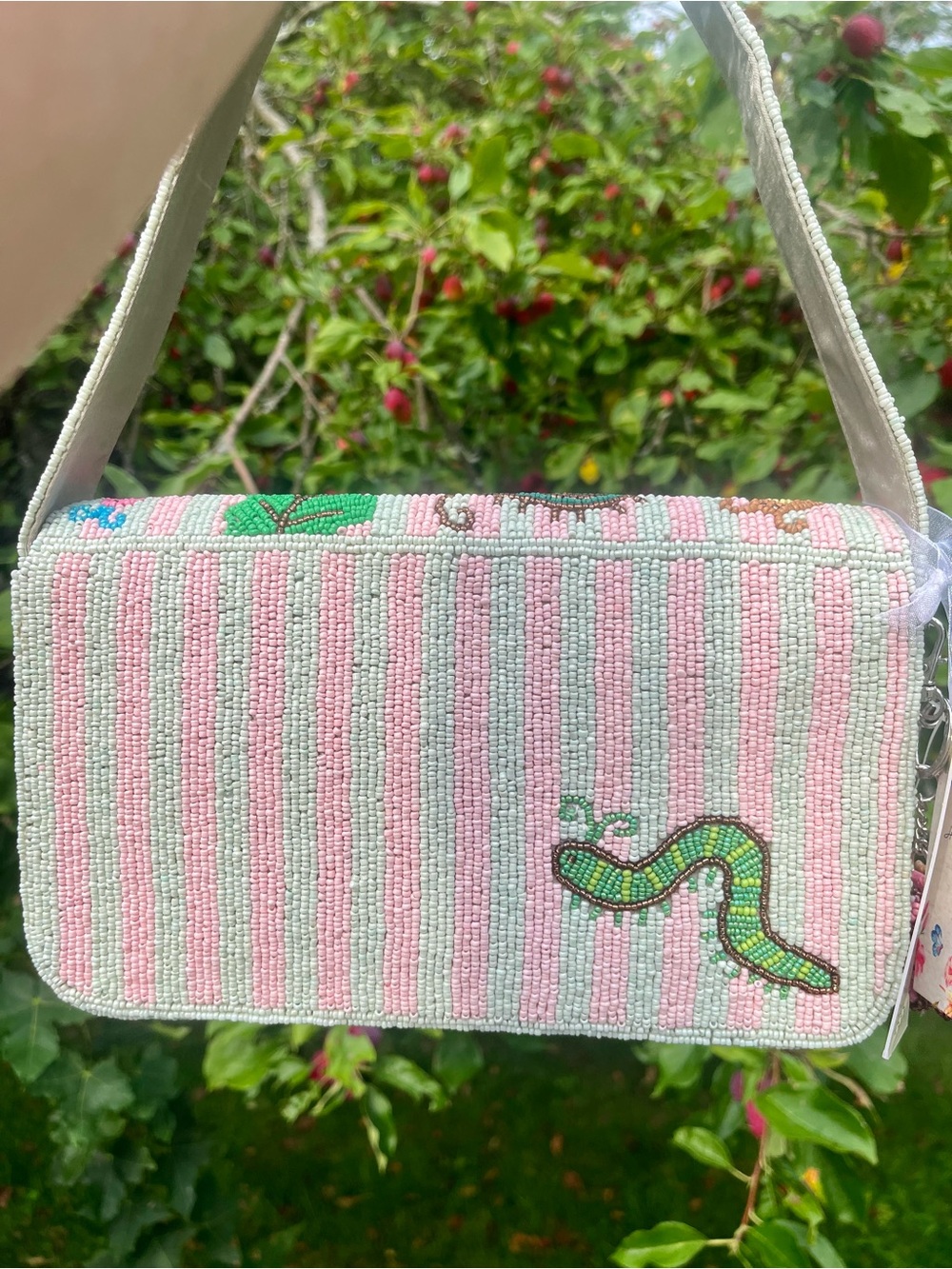 Viral Rare Caterpillar and Insect Beaded Bag with Charm. Brand new, never used. - Picture 12 of 12